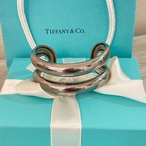 Tiffany & Co. Elsa Peretti Cuff Bracelet Open Center Ruthenium Charcoal Gray